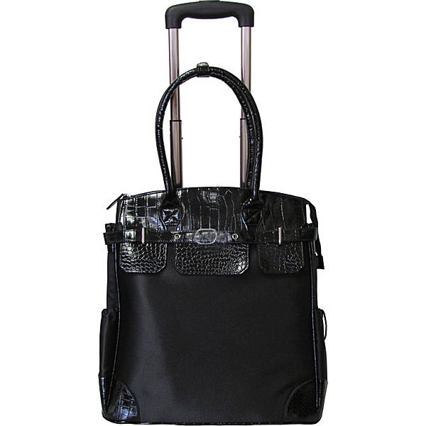 Laptop bags for women with wheels. Roll your laptop and accessories around easily in this Amerileather Deluxe Skylar large rolling bag for women.