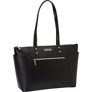 Leather Laptop Tote for women by Kenneth Cole. This tote fits most laptops up to 15 inch screen size.  Computer tote with RFID blocking technology.