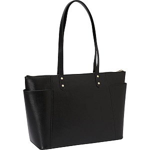 Laptop tote for women in leather. Compatible with most tablets.