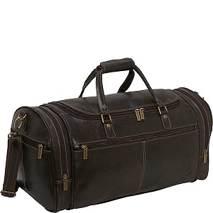 Overnight Leather Duffel Bags for Women by Le Donne, Chocolate Color. This duffel bag is made from Colombian full grain leather and features a timeless design with antique hardware.