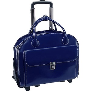 Womens Rolling and Wheeled Laptop Bag. McKlein USA W Series Glen Ellyn Leather laptop case on wheels.